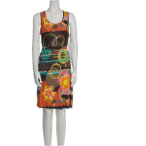 Missoni Brown Orange Aqua Floral/Geometric Print Made In Italy Tank Dress Size 4